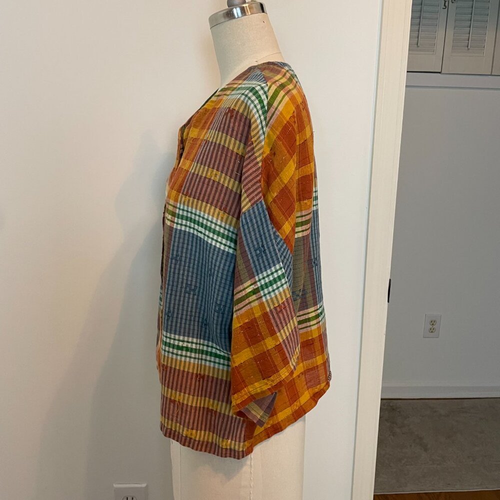 Ace & Jig Plaid Button Down Multi-Color Blouse \\… - image 7